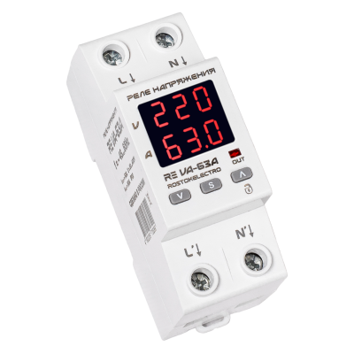 Реле напряжения и тока с дисплеем RE VA-63A ROSTOKELECTRO (Россия)