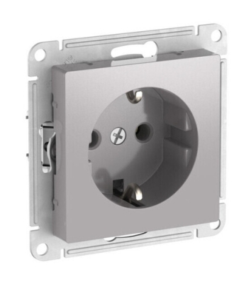 Механизм Розетка 1гн с/п с з/к AtlasDesign алюминий САМОЗАЖИМНЫЕ  ATN000343S (10/60)