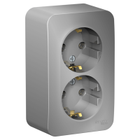 Розетка 2гн с з/к Blanca Алюминий о/п с изол. пл. BLNRA010213 (8/48)