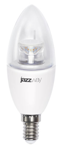Лампа Jazzway LED C37 DIM 7w Е14 2700K  520Lm прозрач. диммируемая