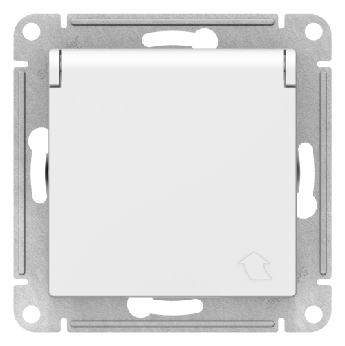 Механизм Розетка AtlasDesign белый 1гн с/п с з/к Со шторками и крышкой(15/120)ATN000146