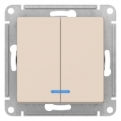 Механиз Выключатель 2-кл с/п Бежевый с Подсв. 10А AtlasDesign (20/160) ATN000253