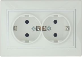 Розетка 2гн з/к MIRA (керам) жемчужно-белый (3030127)