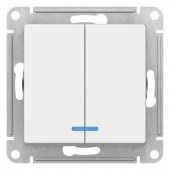 Механиз Выключатель 2-кл с/п Белый с Подсв. 10А AtlasDesign (20/160) ATN000153