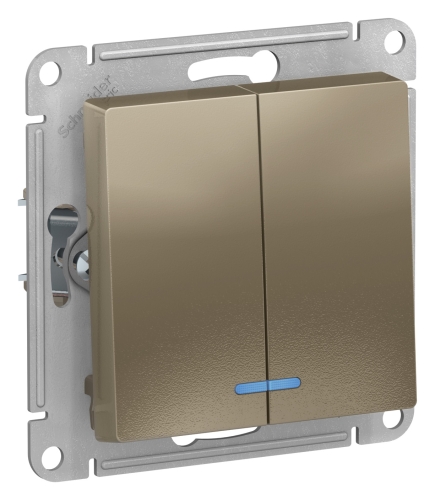 Механиз Выключатель 2-кл  с/п Шампань с Подсв. 10А AtlasDesign (20/160) ATN000553