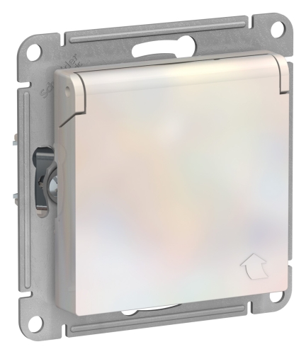 Механизм Розетка 1гн с/п с з/к Жемчуг Со шторками и крышкой AtlasDesign (15/120) ATN000446