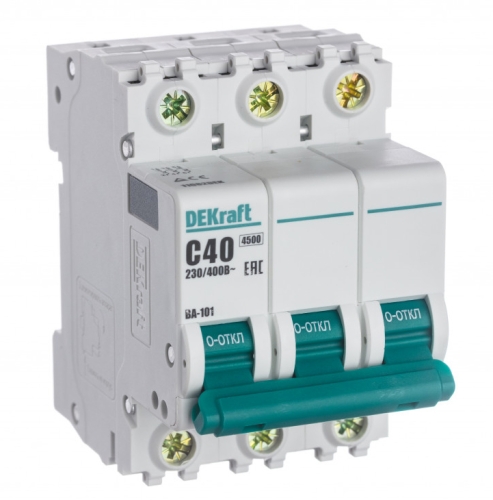 Авт. выкл. 3Р 40А х-ка C ВА-101 4,5кА DEKraftАвт. выкл. 3Р 40А х-ка C ВА-101 4,5кА DEKraft