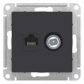 Механизм Розетка TV+RJ45  Карбон Atlas Desing ATN001089