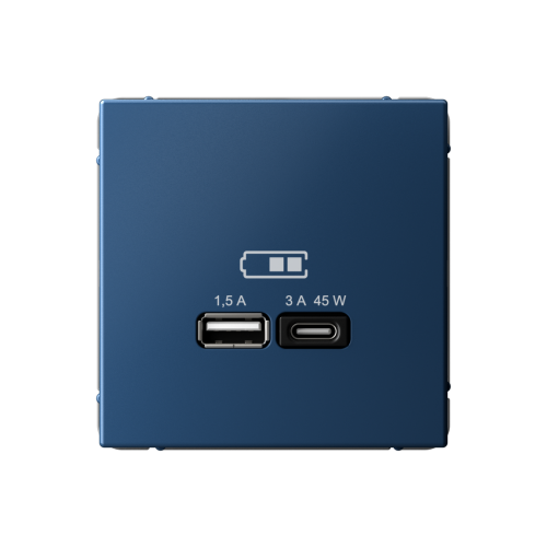 ARTGALLERY USB РОЗЕТКА A + тип-C 45Вт высокоскор.заряд. QC, PD, механизм, АКВАМАРИН