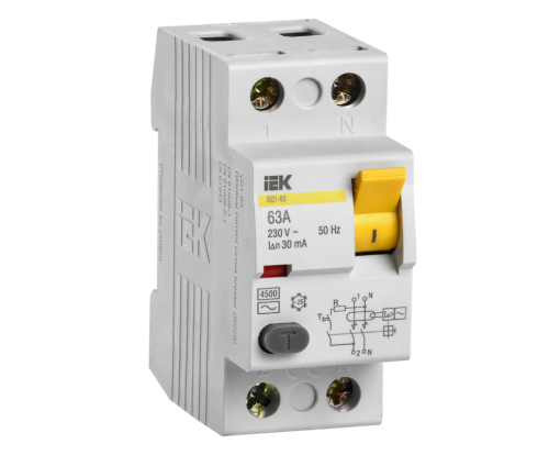 УЗО KARAT ВД1-63 2P 63А 30мА 4,5кА тип AC IEK