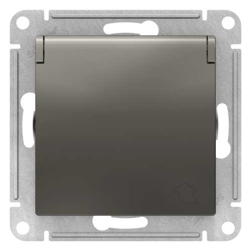 Механизм Розетка AtlasDesign Сталь 1гн с/п с з/к Со шторками и крышкой ATN000946 (5/20)