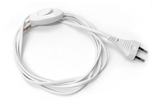 Шнур с вилкой и выкл  1,8м  белый 