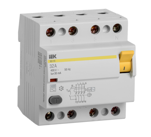 УЗО KARAT ВД1-63 4P 32А 30мА 4,5кА тип AC IEK