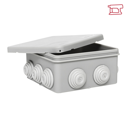 Коробка распаячная КМР-030-014 с крышкой наружная (100х100х55), 8 мембр. вводов IP54 EKF