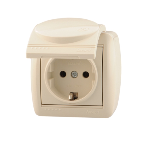 Розетка 1гн с з/к о/п крышка  Nata крем (0300123) (10/120)