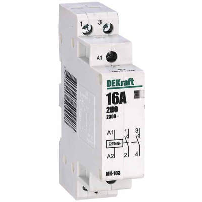 Модульный контактор 16А 4НО (2 мод) 230В МК-103 DEKraft