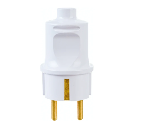 Вилка прямая с з/к белая 16А  В16-379 БелТиз