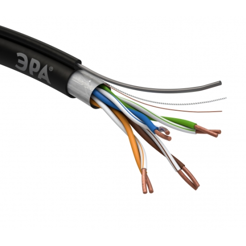 Кабель  UTP 4PR 24AWG Cat5e Cu PE  OUTDOOR (УЛИЧНЫЙ) + ТРОС (305) ЭРАКабель  UTP 4PR 24AWG Cat5e Cu 