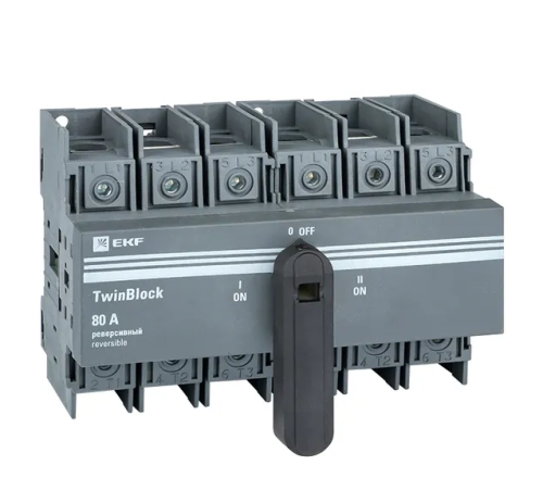 Рубильник 80A 3P РЕВЕРСИВНЫЙ c рукояткой для прямой установки TwinBlock EKF