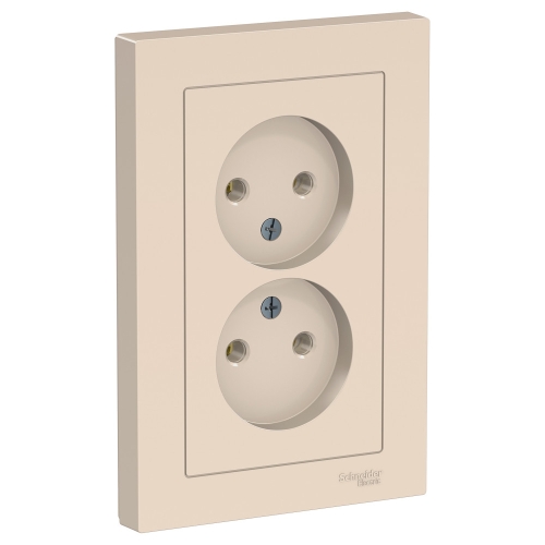 Розетка 2гн с/п  c з/к Бежевый AtlasDesign ATN000220