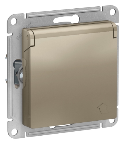 Механизм Розетка AtlasDesign Шампань 1гн с/п с з/к Со шторками и крышкой ATN000546 (10/60)