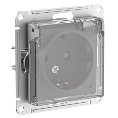 Механизм Розетка 1гн с/п с з/к Со штор. и крыш. IP44 AtlasDesign AQUA Алюминий ATN440346 (15/120)