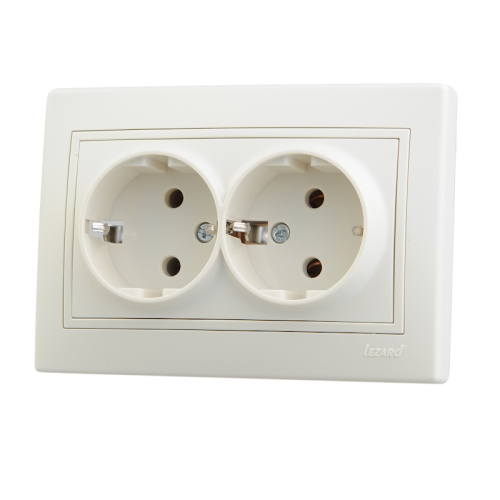 Розетка 2гн з/к MIRA (керам) крем (0303127)