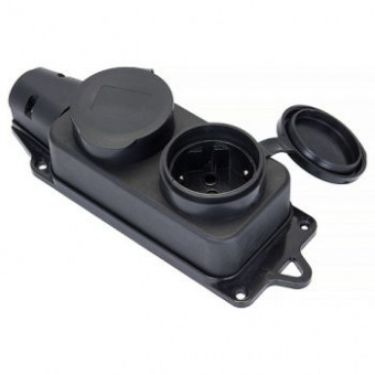 Колодка двойная с заглуш.  каучук 2Р+РЕ 16А/220Вт IP44 Smartbuy (00438)