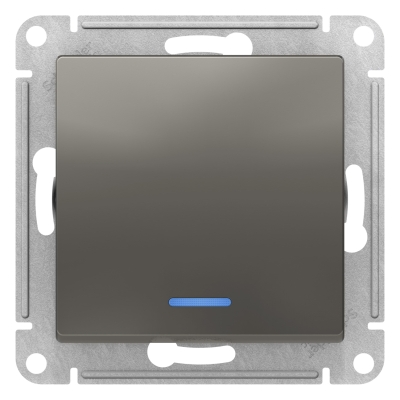 Механизм Выключатель AtlasDesign Сталь 1-кл с/п с Подсв. 10А ATN000913 (5/20)