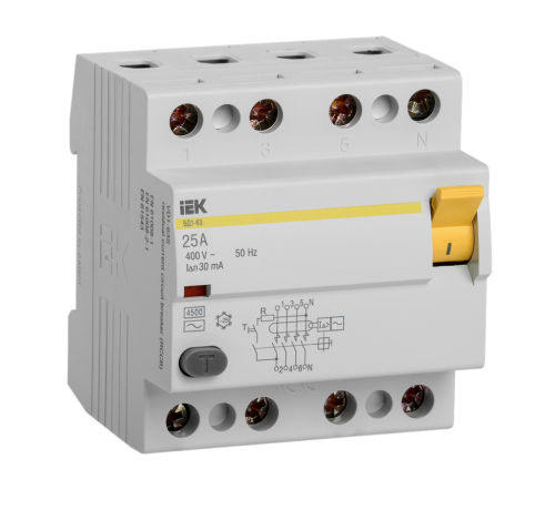УЗО KARAT ВД1-63 4P 25А 30мА 4,5кА тип AC IEK