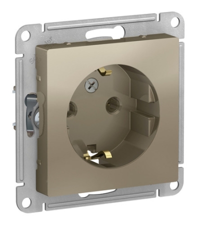 Механизм Розетка 1-гнездо с/п с з/к AtlasDesign шампань САМОЗАЖИМ ATN000543S