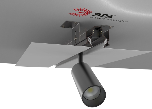 Шинопровод TRM-PC20-250B магнитный встраиваемый для натяжных потолков 2,5м 48V черный ЭРА