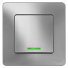 Выключатель  одноклавишный Blanca с/п с Подсв. Алюминий 10А BLNVS010113