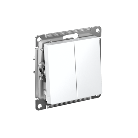 Механизм выключателя двухклавишный с/п Прох.10А AtlasDesign белый ATN000165