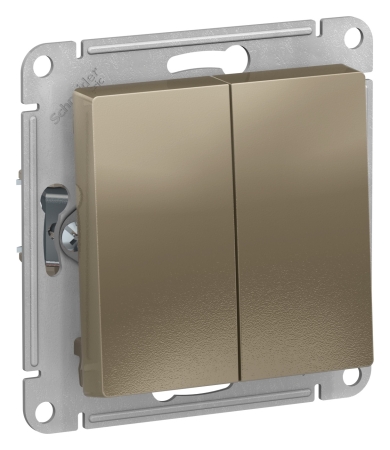 Механизм выключателя двухклавишный с/п Проходной 10А AtlasDesign Шампань ATN000565