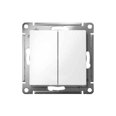 Механизм выключателя двухклавишный с/п Прох.10А AtlasDesign белый ATN000165