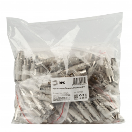 Разъем штекер ТВ никель с пружиной ЭРА R-TV01