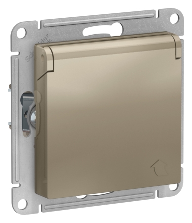 Механизм Розетка 1-гнездо с/п с з/к Со шторками и крышкой AtlasDesign Шампань ATN000546