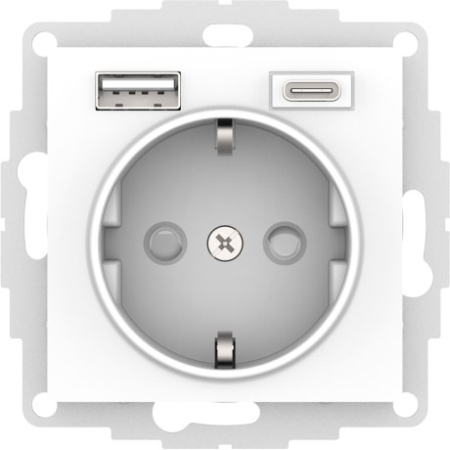 Механизм Розетка 2 USB A+C 16А с/п AtlasDesign белый ATN000132