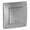 Выключатель  одноклавишный Blanca с/п с Подсв. Алюминий 10А BLNVS010113