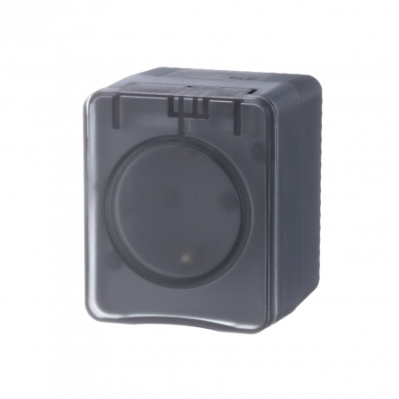 Розетка 1-гнездо с з/к о/п со шт. AtlasDesign PROFI IP54 16А 250B АНТРАЦИТ