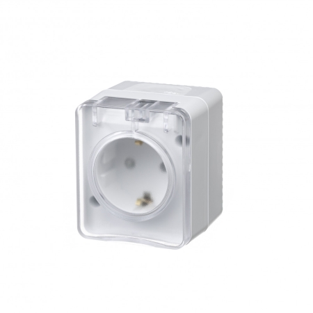 Розетка 1-гнездо с з/к о/п со шт. AtlasDesign PROFI IP54 16А 250B БЕЛЫЙ