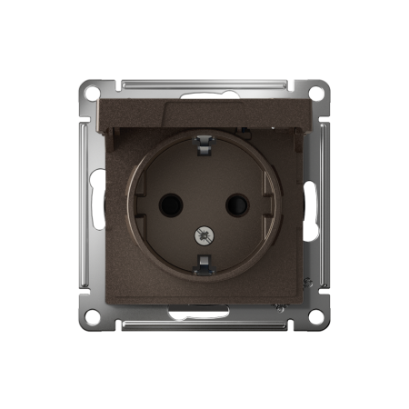 Механизм Розетка 1-гнездо с/п с з/к Со шторками и крышкой AtlasDesign Мокко ATN000646